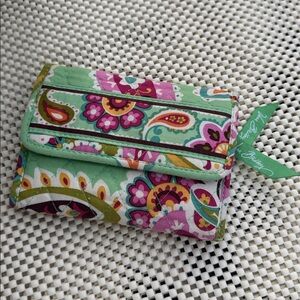 Floral Wallet with Green and Pink Accents